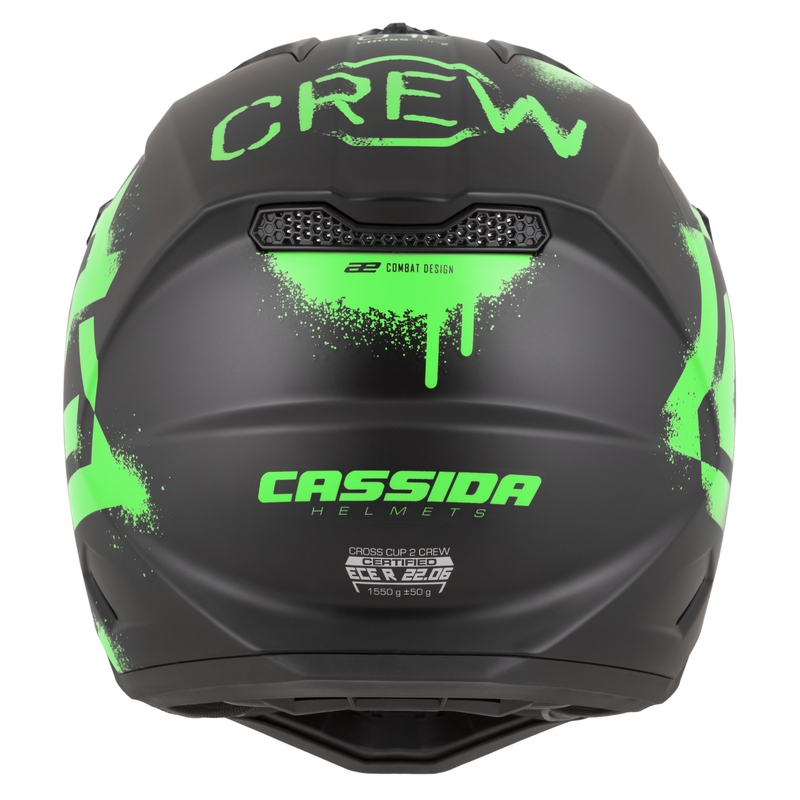 Cassida Cross Cup 2 Crew motokrosa ķivere matēti melna-fluo zaļa