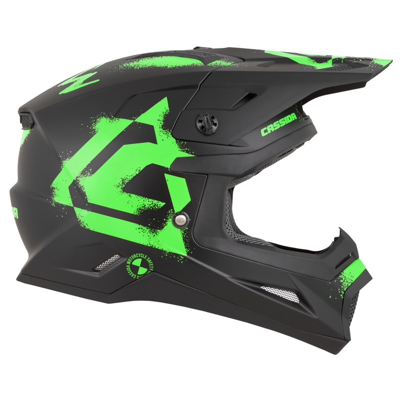 Cassida Cross Cup 2 Crew motokrosa ķivere matēti melna-fluo zaļa