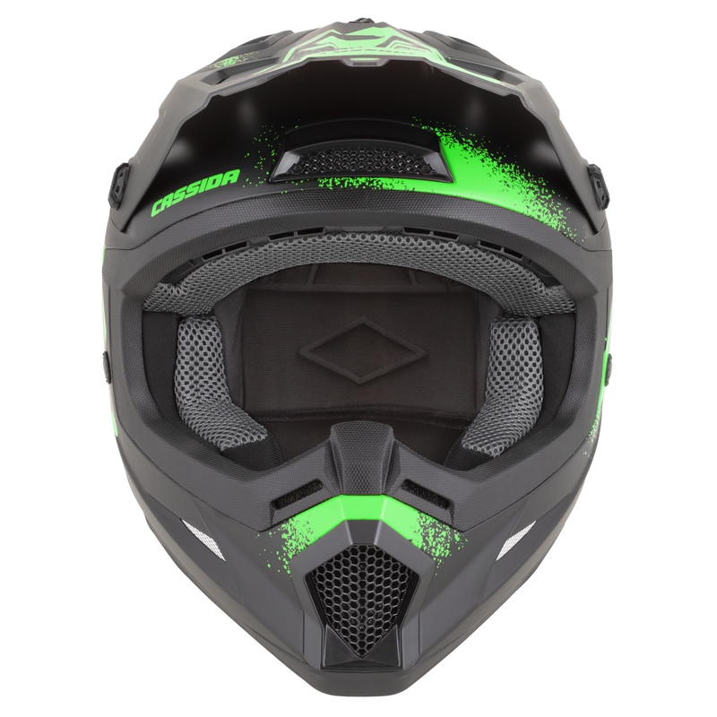 Cassida Cross Cup 2 Crew motokrosa ķivere matēti melna-fluo zaļa