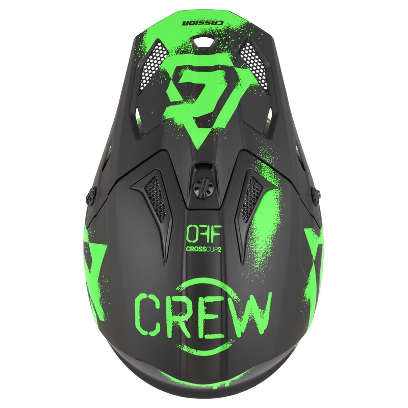 Cassida Cross Cup 2 Crew motokrosa ķivere matēti melna-fluo zaļa