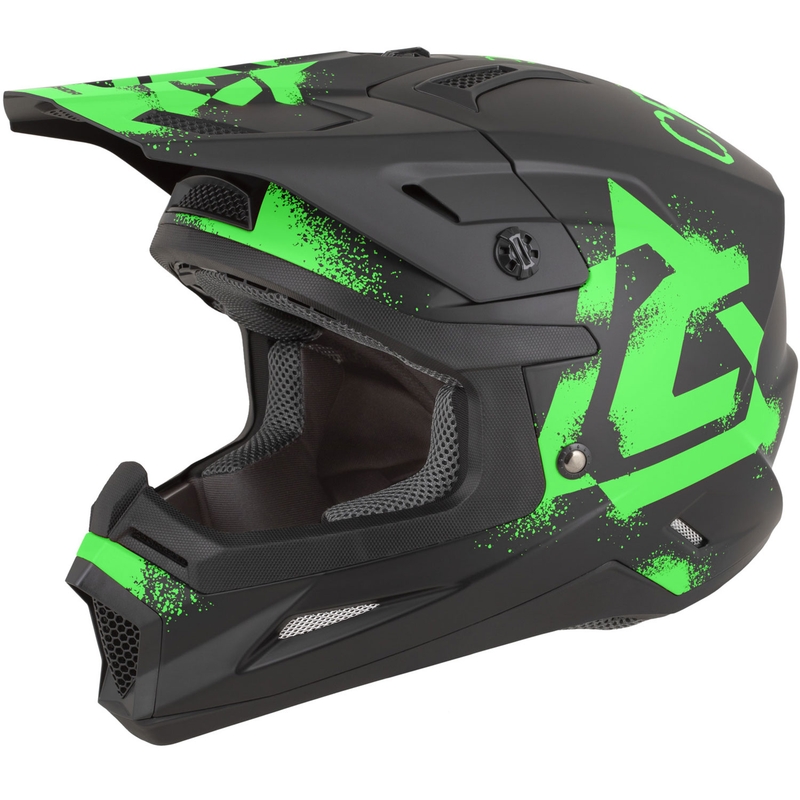 Cassida Cross Cup 2 Crew motokrosa ķivere matēti melna-fluo zaļa