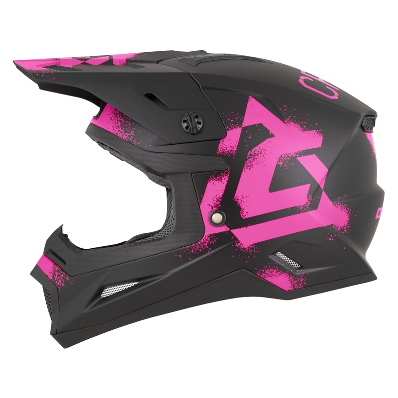 Cassida Cross Cup 2 Crew motokrosa ķivere matēti melna-fluorescējoši rozā