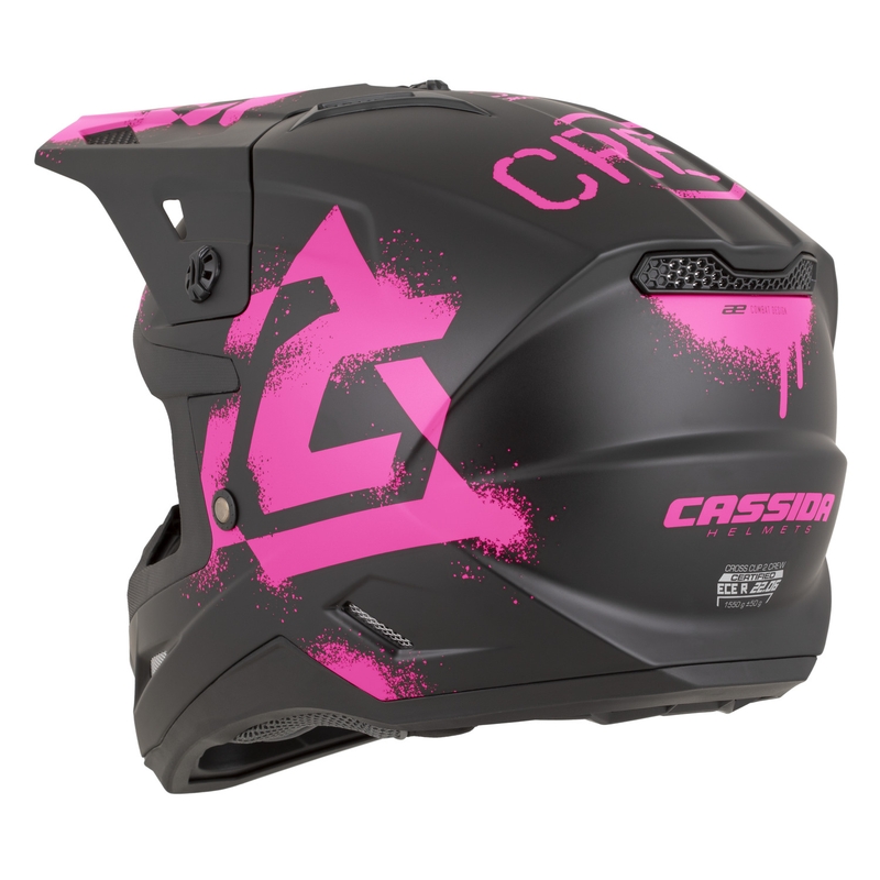 Cassida Cross Cup 2 Crew motokrosa ķivere matēti melna-fluorescējoši rozā