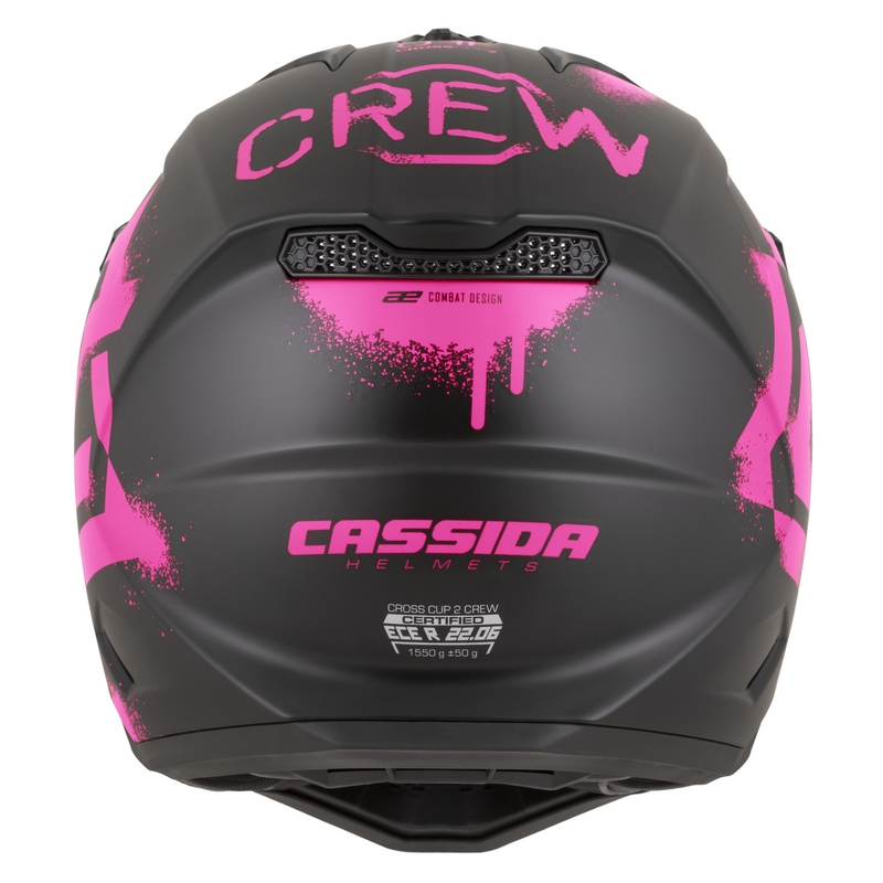 Cassida Cross Cup 2 Crew motokrosa ķivere matēti melna-fluorescējoši rozā