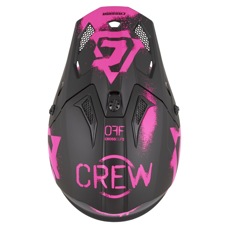 Cassida Cross Cup 2 Crew motokrosa ķivere matēti melna-fluorescējoši rozā