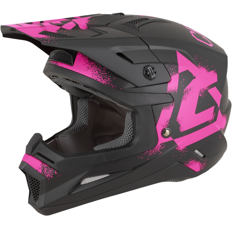Cassida Cross Cup 2 Crew motokrosa ķivere matēti melna-fluorescējoši rozā
