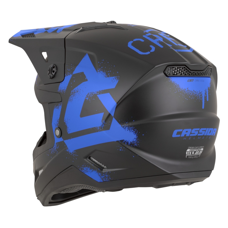 Cassida Cross Cup 2 Crew motocikla motokrosa ķivere matēti melna-zila