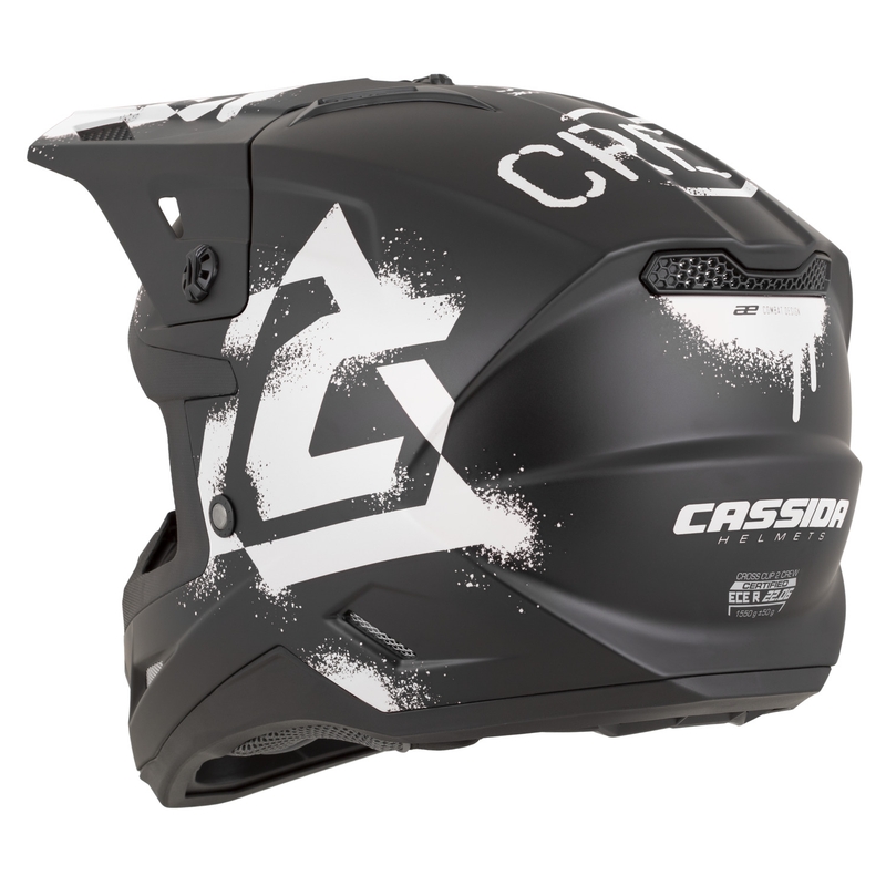 Cassida Cross Cup 2 Crew motocikla motokrosa ķivere matēti melna-balta