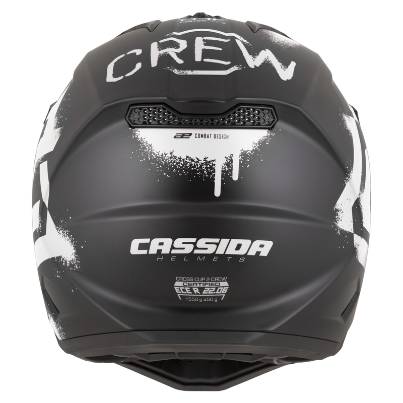 Cassida Cross Cup 2 Crew motocikla motokrosa ķivere matēti melna-balta