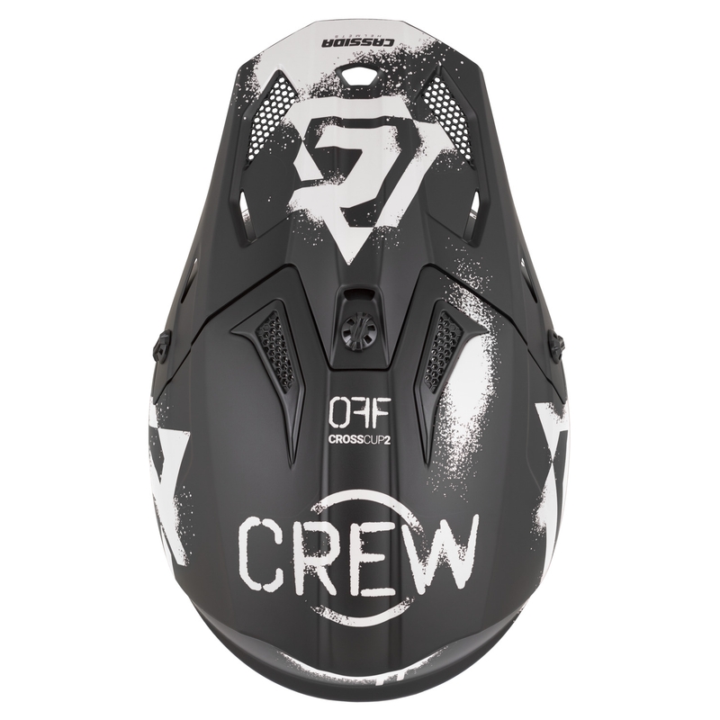 Cassida Cross Cup 2 Crew motocikla motokrosa ķivere matēti melna-balta