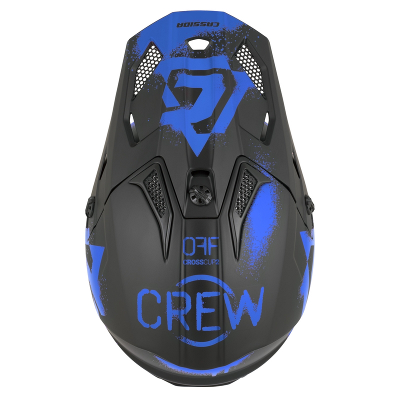 Bērnu motokrosa ķivere Cassida Cross Cup 2 Crew Junior matēti melna-zila