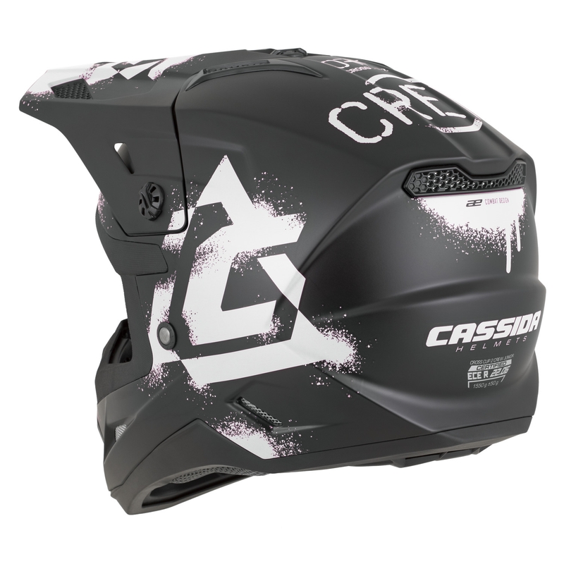 Bērnu motokrosa ķivere Cassida Cross Cup 2 Crew Junior matēta melna-balta