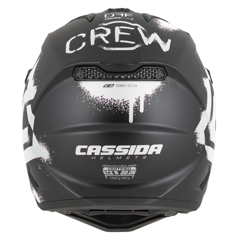 Bērnu motokrosa ķivere Cassida Cross Cup 2 Crew Junior matēta melna-balta
