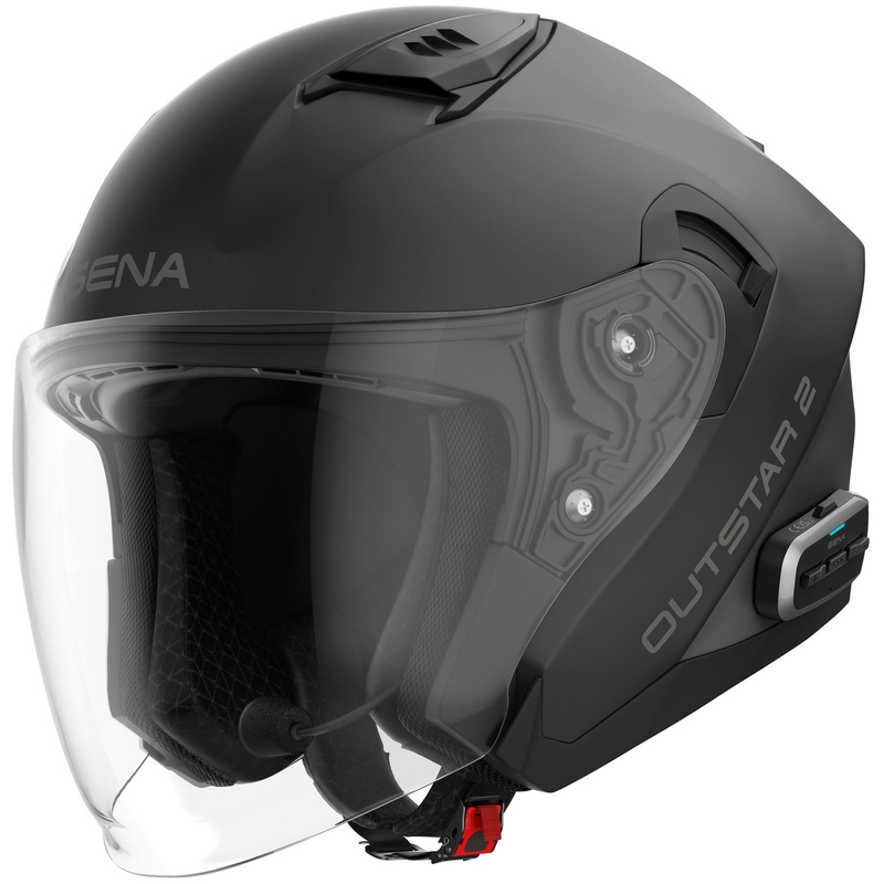 SENA Outstar 2 atvērta motocikla ķivere ar austiņām, matēti melna