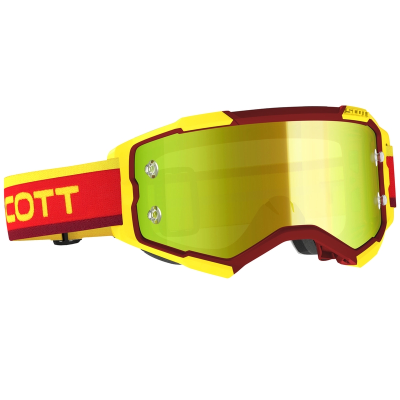 SCOTT Fury CH sarkani dzeltenas motokrosa brilles ar dzeltenu spoguļstiklu