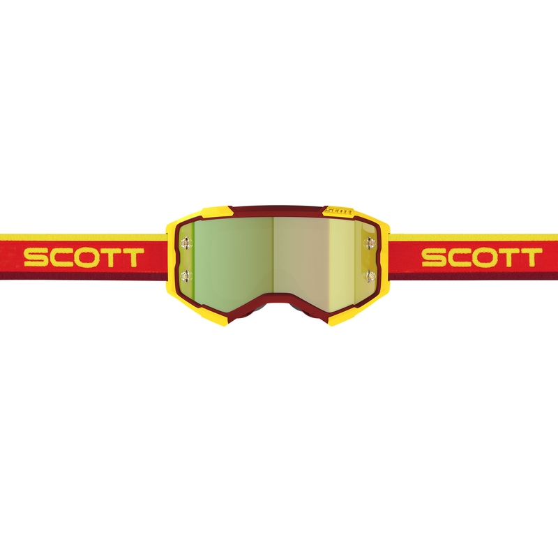 SCOTT Fury CH sarkani dzeltenas motokrosa brilles ar dzeltenu spoguļstiklu