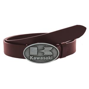 Ādas moto josta ar Kawasaki sprādzi brūna