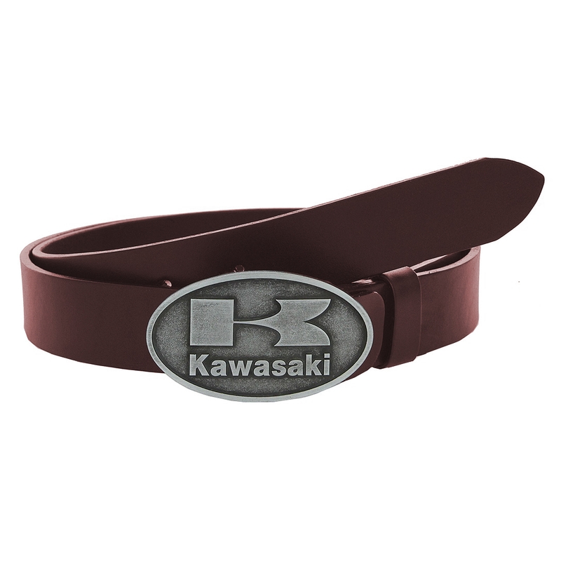 Ādas moto josta ar Kawasaki sprādzi brūna