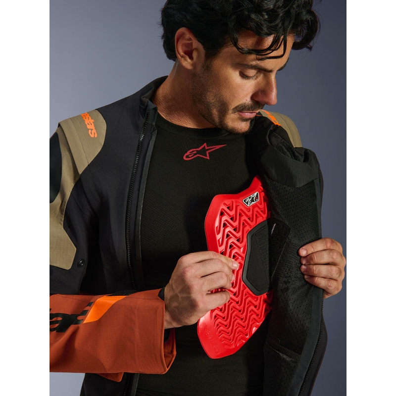 Alpinestars Halo PRO Drystar XF motocikla jaka gaiši brūna-tumši oranža-melna