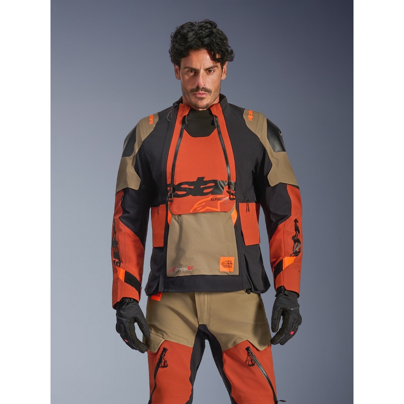 Alpinestars Halo PRO Drystar XF motocikla jaka gaiši brūna-tumši oranža-melna