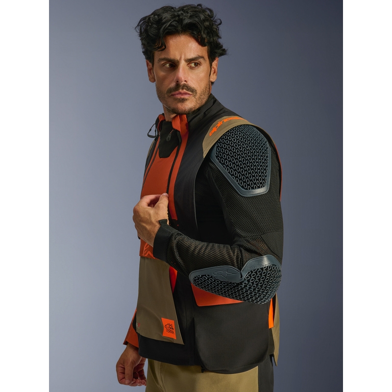 Alpinestars Halo PRO Drystar XF motocikla jaka gaiši brūna-tumši oranža-melna