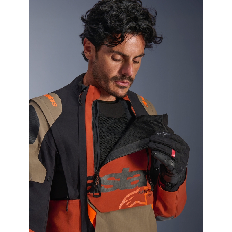 Alpinestars Halo PRO Drystar XF motocikla jaka gaiši brūna-tumši oranža-melna