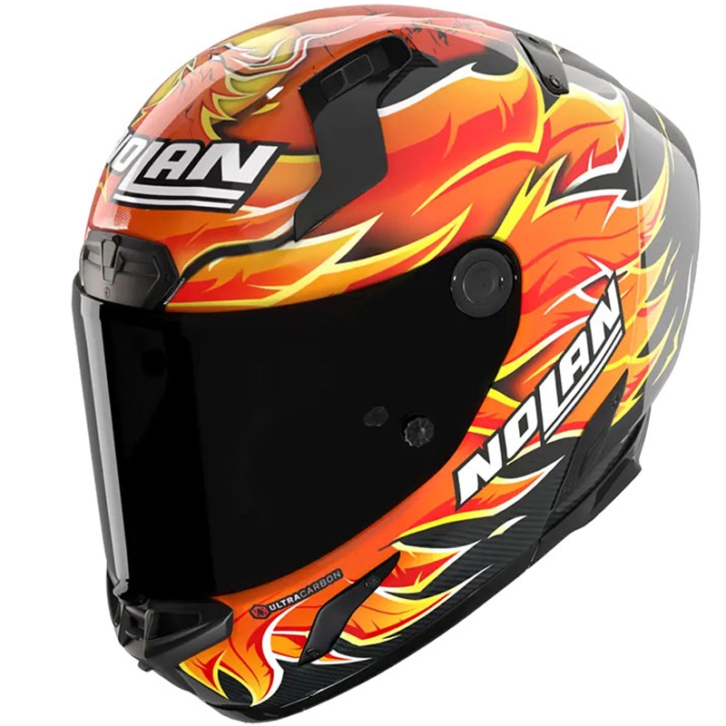 Pilna motocikla ķivere Nolan X-804 RS Ultra Carbon Replica Iannone 368 melna-sarkana-oranža-dzeltena