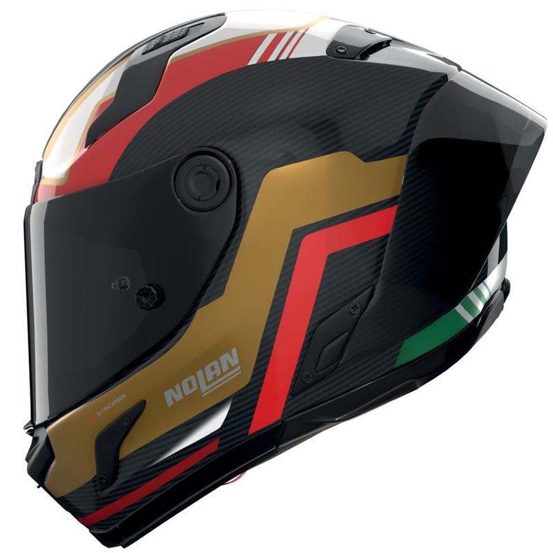 Pilna motocikla ķivere Nolan X-804 RS Ultra Carbon Piega spīdīgi melna-zelta-sarkana-zaļa