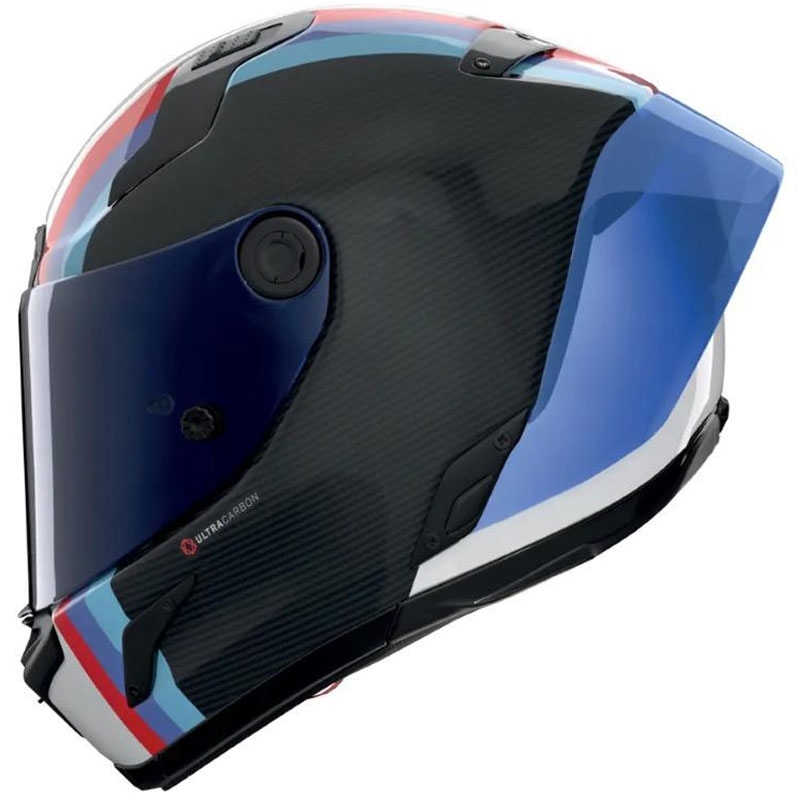 Pilna izmēra motocikla ķivere Nolan X-804 RS Ultra Carbon Gemini 365 spīdīgi pelēka-balta-zila-sarkana