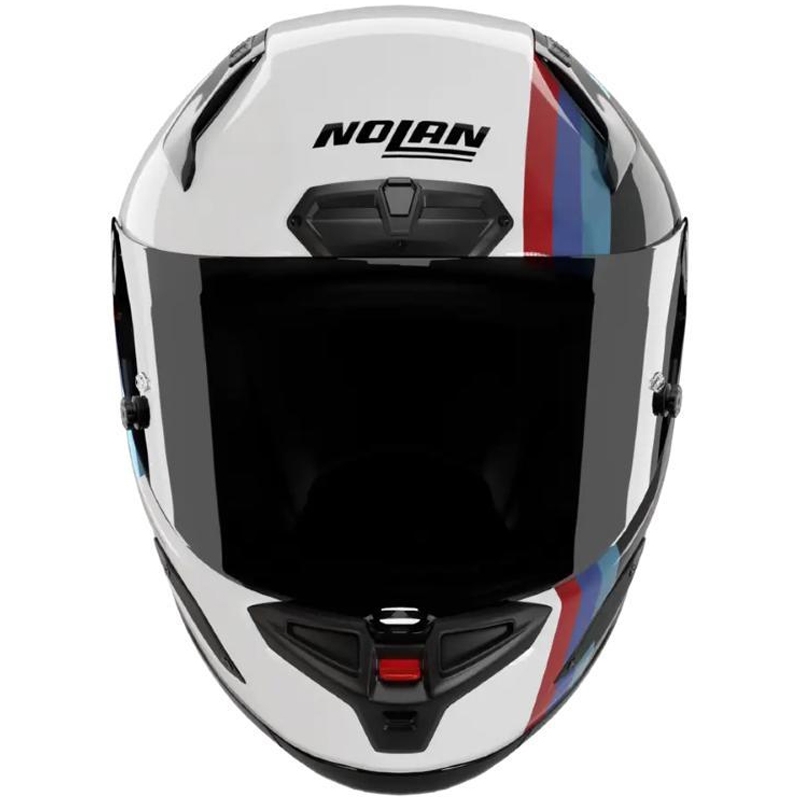 Pilna izmēra motocikla ķivere Nolan X-804 RS Ultra Carbon Gemini 365 spīdīgi pelēka-balta-zila-sarkana