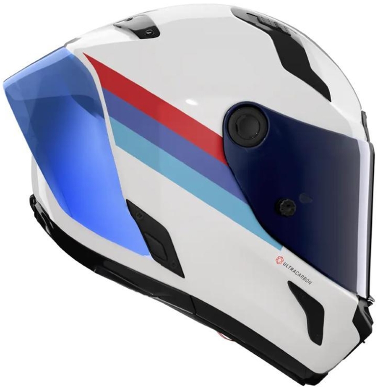 Pilna izmēra motocikla ķivere Nolan X-804 RS Ultra Carbon Gemini 365 spīdīgi pelēka-balta-zila-sarkana
