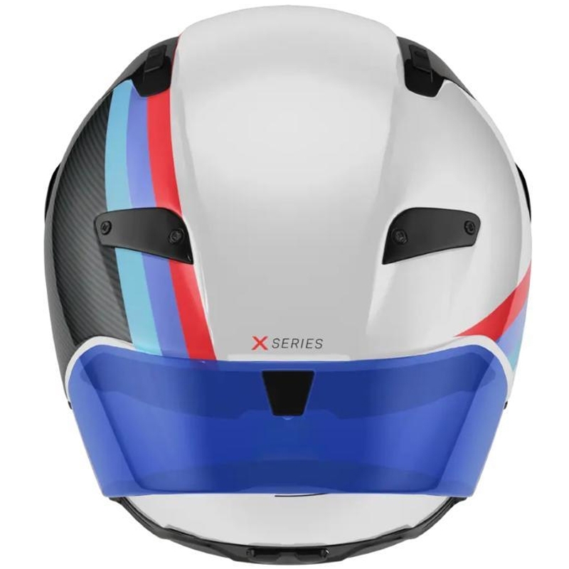 Pilna izmēra motocikla ķivere Nolan X-804 RS Ultra Carbon Gemini 365 spīdīgi pelēka-balta-zila-sarkana