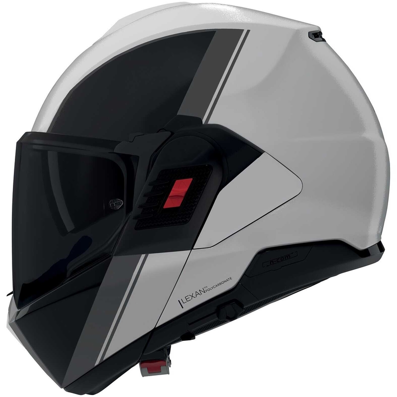 Atverama motocikla ķivere Nolan N120-1 Verniciatura Speciale 356 spīdīga pērļu-melna-pelēka