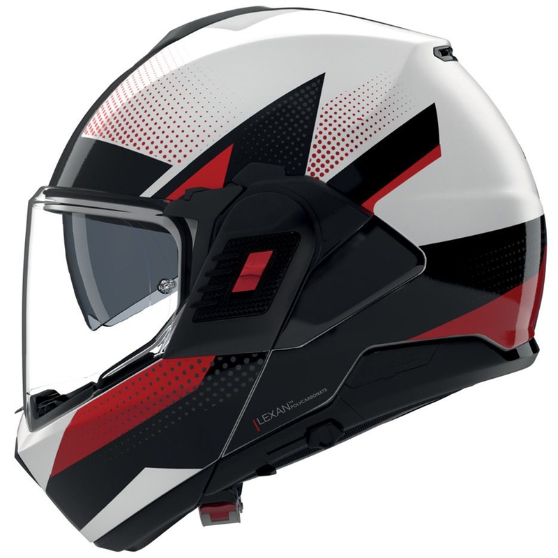 Atverama motocikla ķivere Nolan N120-1 Ciclone 363 balta-melna-sarkana