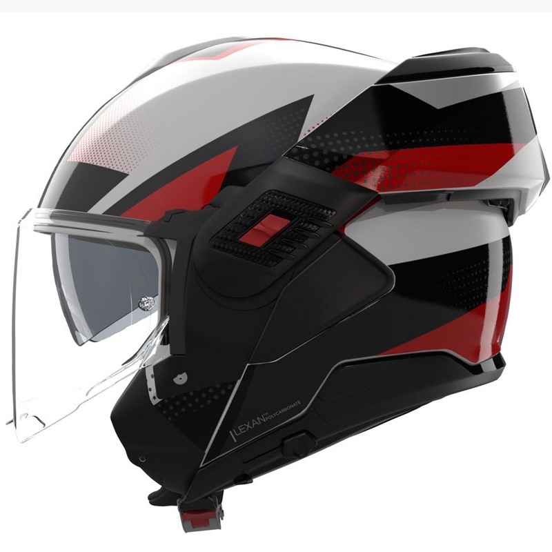 Atverama motocikla ķivere Nolan N120-1 Ciclone 363 balta-melna-sarkana