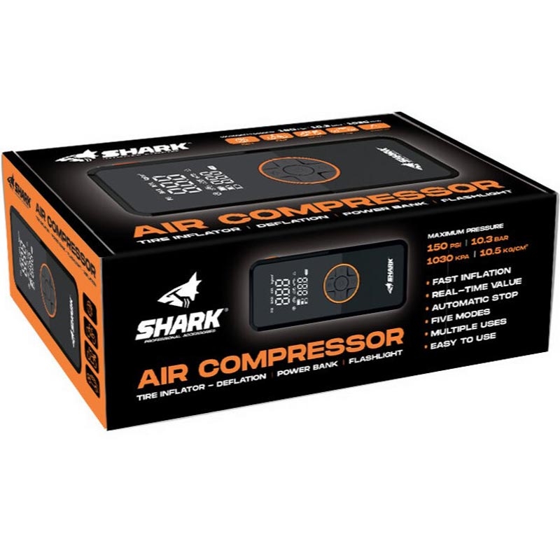 Akumulatora kompresors ar pārnēsājamo akumulatoru SHARK BP-150 melns