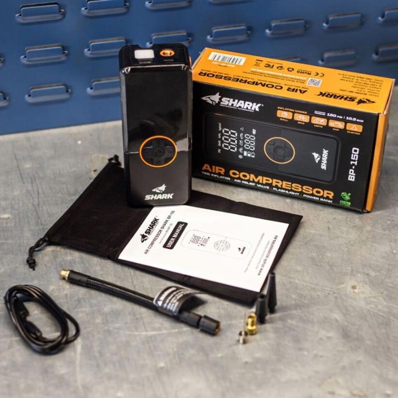Akumulatora kompresors ar pārnēsājamo akumulatoru SHARK BP-150 melns