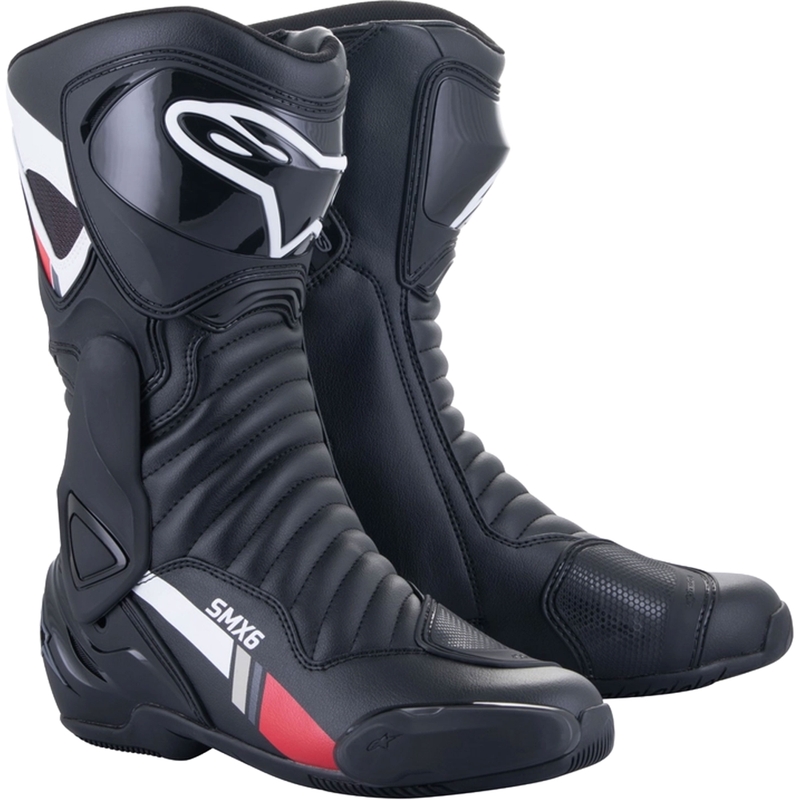 Alpinestars S-MX 6 melni-balti-pelēki-sarkani motocikla zābaki