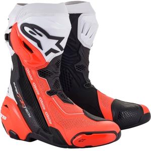 Alpinestars Supertech R Vented Black-White-Fluo Red motociklu zābaki