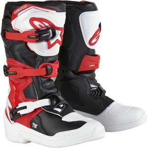 Alpinestars Tech 3S jauniešu balti un sarkani motociklu zābaki bērniem