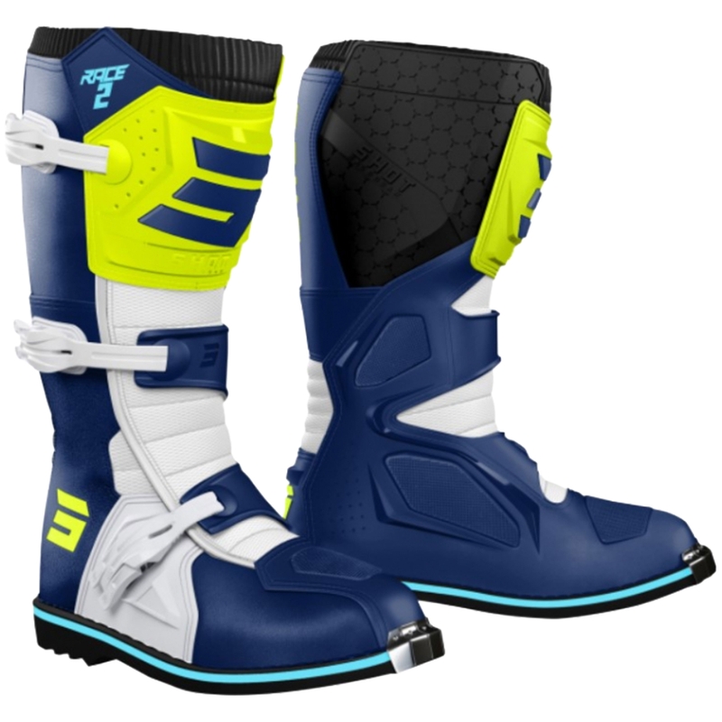 Shot Race 2 motokrosa zābaki zili-balti-fluorēti dzelteni