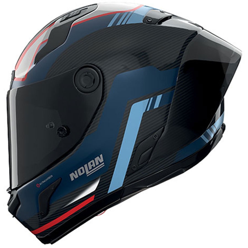 Pilna motocikla ķivere Nolan X-804 RS Piega 366 spīdīga melna-zila-balta-sarkana