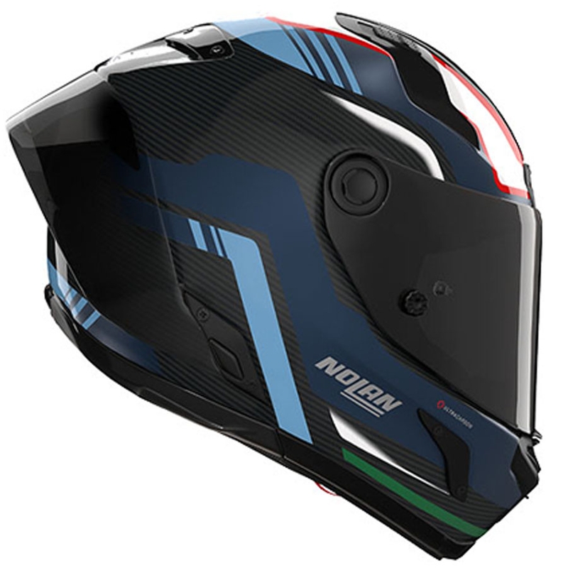 Pilna motocikla ķivere Nolan X-804 RS Piega 366 spīdīga melna-zila-balta-sarkana