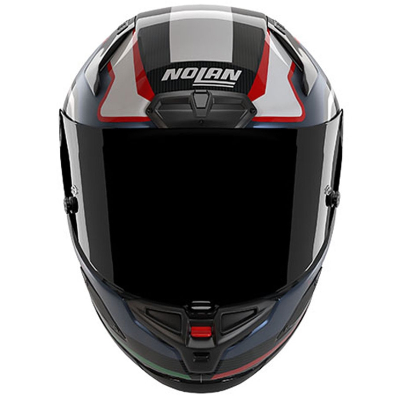Pilna motocikla ķivere Nolan X-804 RS Piega 366 spīdīga melna-zila-balta-sarkana