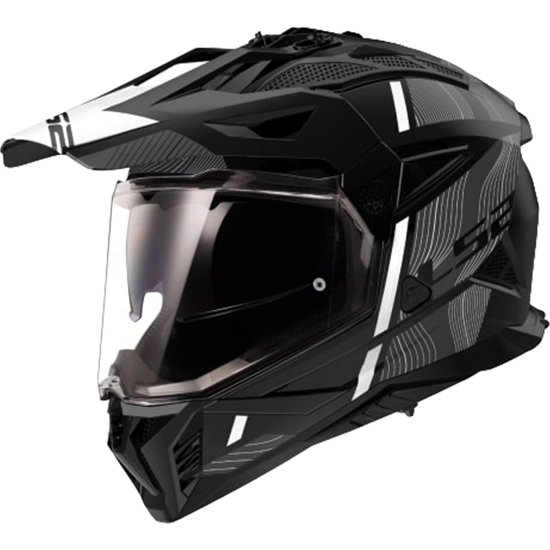 Enduro motociklu ķivere LS2 MX702 PIONEER II HILL matēta melnā un baltā krāsā