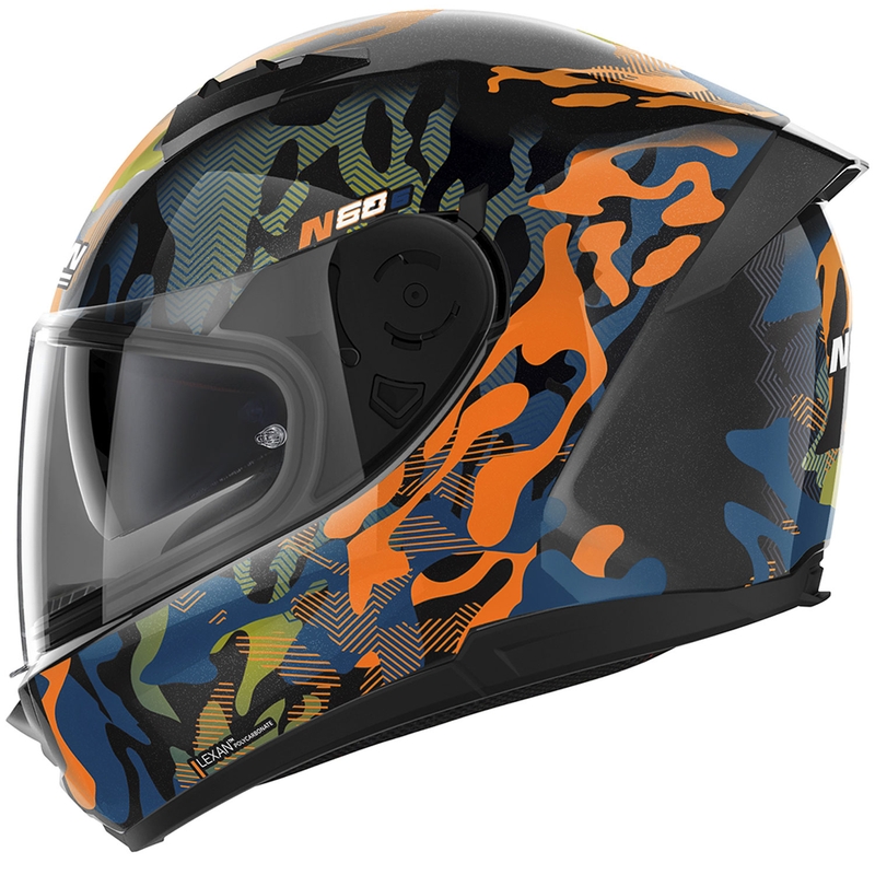 Pilna motocikla ķivere Nolan N60-6 Foxtrot 34 melna-oranža-zila