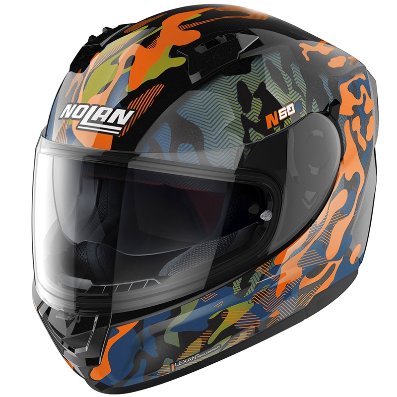 Pilna motocikla ķivere Nolan N60-6 Foxtrot 34 melna-oranža-zila