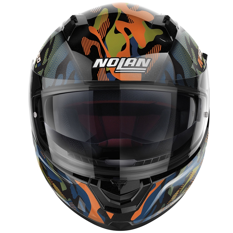 Pilna motocikla ķivere Nolan N60-6 Foxtrot 34 melna-oranža-zila