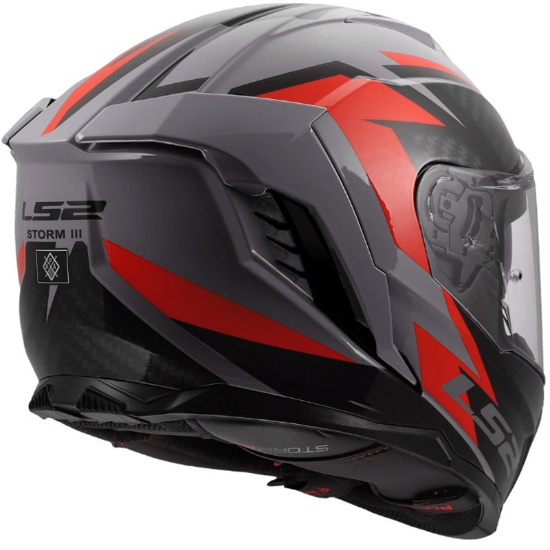 Pilna motocikla ķivere LS2 FF818 Storm III Dynamo spīdīgi pelēka-sarkana