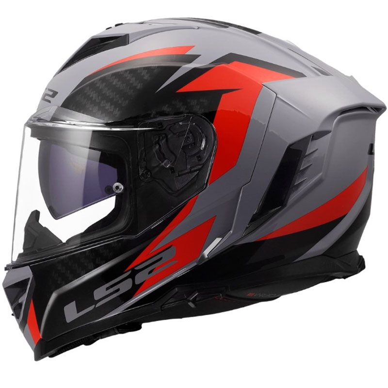 Pilna motocikla ķivere LS2 FF818 Storm III Dynamo spīdīgi pelēka-sarkana